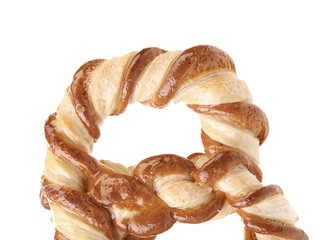 Close up of knot-shaped biscuits.