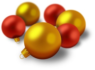 Small set of red and gold Christmas decorations