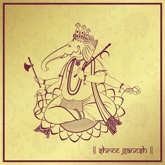 Fototapeta na wymiar Ganesha, Hindu wedding card, royal Rajasthan, India