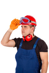 worker isolated in white