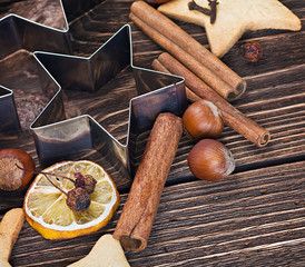 Christmas spices, cookies, nuts and fruits