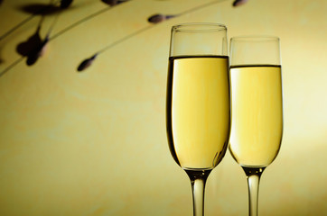 wine glasses and background branches