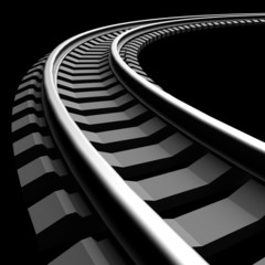 Single curved railroad track isolated