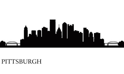 Naklejka premium Pittsburgh city skyline silhouette background