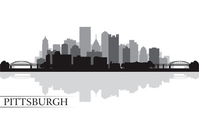 Pittsburgh city skyline silhouette background - obrazy, fototapety, plakaty