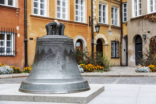 Old bell in the square, the old town in Warsaw
