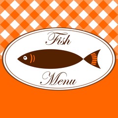 Vintage fish menu card for restaurant, vector illustration