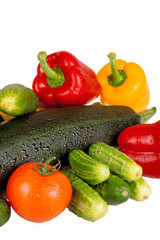 Zucchini courgette, sweet pepper and tomatoes