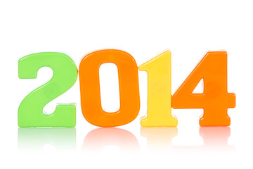 Colorful digits shows year 2014