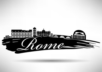 Rome Silhouette with Brush Stroke