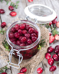 Glass with preserved Cranberries