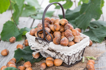 Basket with Hazelnuts