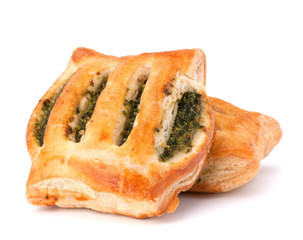 Puff pastry bun isolated on white background.