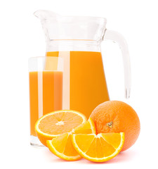Orange fruit juice in glass jug