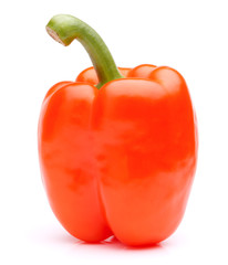 Orange sweet bell pepper isolated on white background cutout