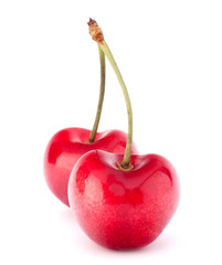 Two heart shaped cherry berries