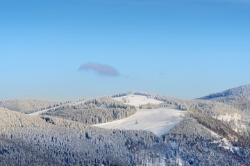 Winter Landscape With Snowy Mountains