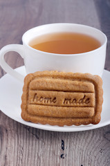 Cup of tea and homemade biscuit