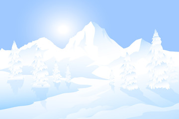 Fototapeta na wymiar Winter Morning Landscape -vector