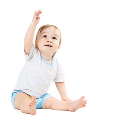 baby sitting and points his hand up © Аrtranq