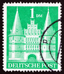 Postage stamp Germany 1948 Holsten Gate, Lubeck