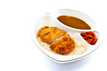 Fried pork curry on white background