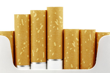 Cigarette filters put forward from the pack