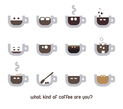 Vector coffee emotions or emoticons