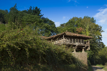 Spain, Asturias, Cornellana, horreo - traditional barn