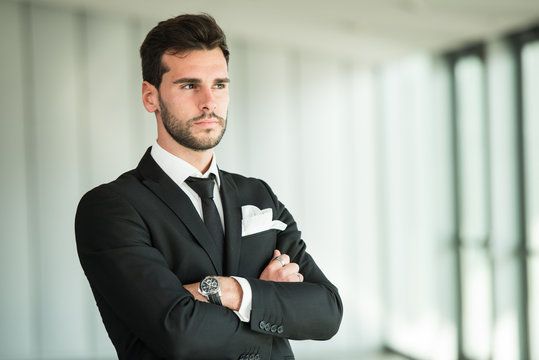 Business Man looking to the future