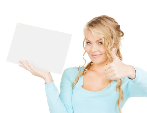 woman with blank board