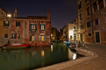 Fototapeta na wymiar The Soul of Venice canals Long exposure by Night.