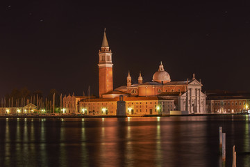 Fototapeta na wymiar Venice, San Giorgio Maggiore church Long exposure By Night.