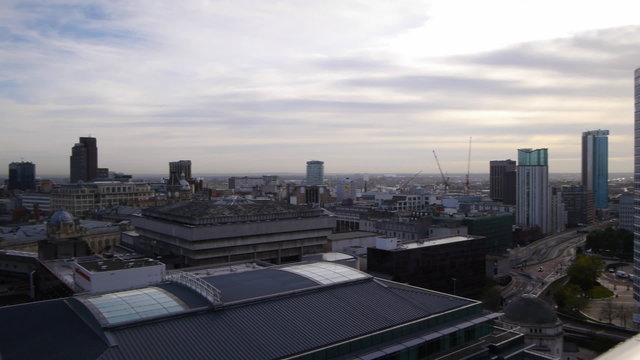 Birmingham, England city centre panorama timelapse.