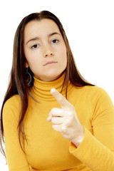Close-up of a young woman scolding
