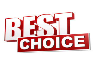 best choice in red white banner - letters and block