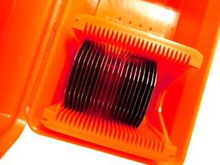 Silicone wafers in a carrier