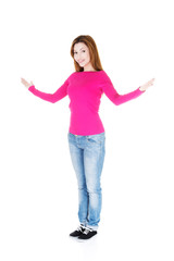 Obraz premium Beautiful woman withe spread arms and hands.