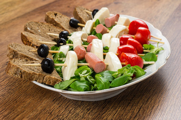 fresh italian cheese and vegetables with bread
