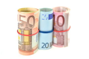 rulony banknotów euro