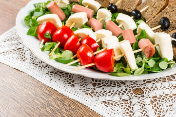 fresh italian cheese and vegetables with bread