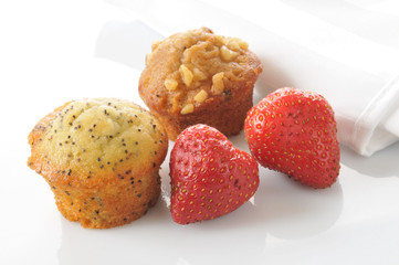 Muffins and strawberries