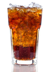 Cola with ice in a glass