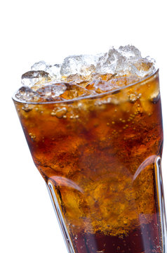 Cola with ice in a glass