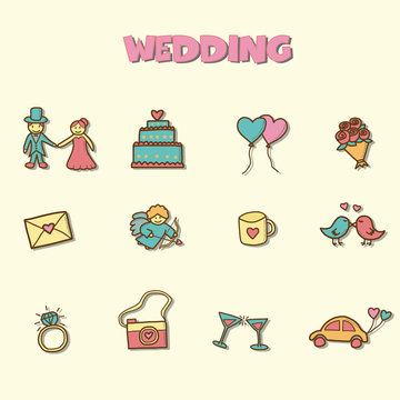 wedding doodle icons