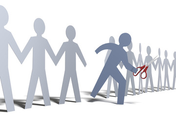 One person cut out of paper doll line