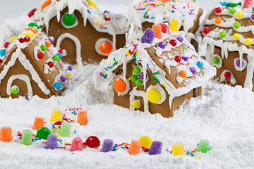 Fototapeta premium Gingerbread Houses Covered with Snow