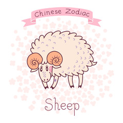 Chinese Zodiac - Sheep. Vector illustration.