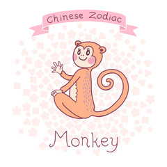 Chinese Zodiac - Monkey. Vector illustration.