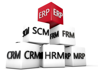 ERP and relevant Symbolic Cubes over white Background